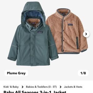 Patagonia All Season 3 in 1 coat in Plume color, size 12-18 months.